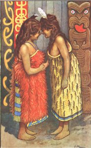 Ragazze Maori, dai poster scolastici MacMillan, c.1950-60 da J. Macfarlane