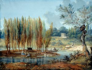 Vista della tomba del filosofo svizzero Jean Jacques Rousseau (1712-1778) a Ermenonville (Oise) da J. Moreth
