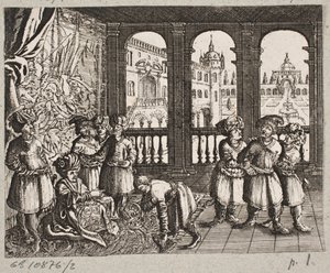 Illustrazione per Adam Olearius, “Persianischer Rosenthal von einem Sinnreichen Poeten Schich Saadi [...]”, Schleswig 1660 da J. Muller