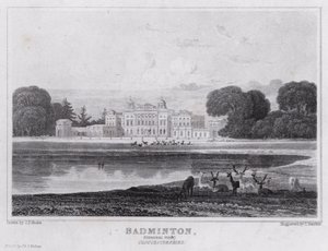 Badminton, vista generale, Gloucestershire da John Preston Neale