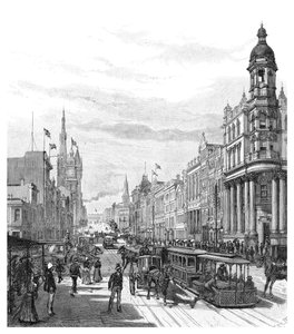 Collins Street guardando a est, Melbourne, Victoria, Australia, 1886 da J. R. Ashton