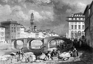 Il Ponte Santa Trinita, Firenze, Italia, XIX secolo da J. Redaway