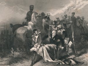 Maggior Generale Sir R. H. Sale... Ferito Mortalmente nella Battaglia di Moodkee..., metà del 19° secolo da J. Rogers