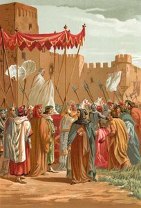 Incontro di Petrarca e Guy de Chauliac fuori dal castello dei Papi ad Avignone da J. Serra