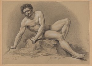 Nudo maschile seduto, visto di fronte (2º premio 1810) da J. Uittenbogaardt