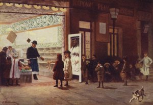Mercato il sabato sera (litografia a colori)