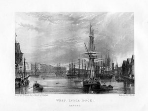 West India Dock, Londra, XIX secolo da J. Woods