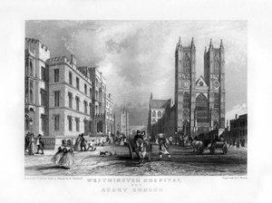 Ospedale di Westminster e chiesa abbaziale, Londra, XIX secolo da J. Woods