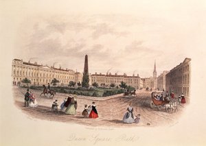 Queen Square, Bath, inciso da J. Shury, c.1840 da J. after Appleby