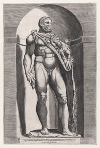 Speculum Romanae Magnificentiae: Imperatore Commodo come Ercole, 1582 da Jacob(us) Bos.