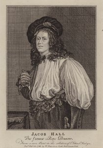 Jacob Hall, funambolo e acrobata inglese attivo durante il regno di Carlo II (incisione)