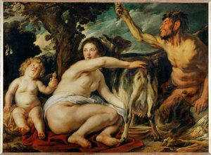 Jupiter enfant nourri par la chevre Amalthee - Il bambino Giove allattato dalla capra Amalthea ... da Jacob (studio of) Jordaens