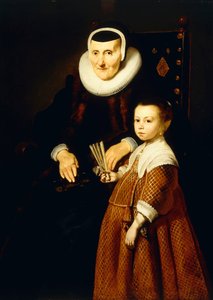 Ritratto di una signora di 80 anni con una ragazza di 6 anni, tre quarti, c.1632-33 da Jacob Adriensz Backer