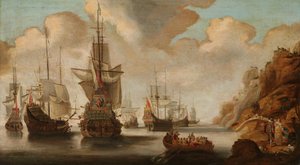 Uno Squadrone Francese vicino a una Costa Rocciosa da Jacob Bellevois
