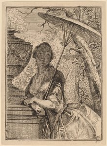 Giovane donna con parasole da Jacob Buys
