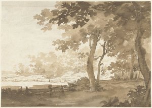 Paesaggio con una strada sotto gli alberi da Jacob  Cats
