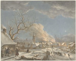 Inverno, notte e fuoco (serie: Le quattro stagioni, i momenti del giorno e gli elementi) da Jacob  Cats