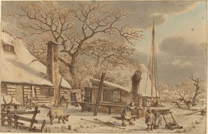 Cortile agricolo in inverno