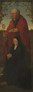 San Pietro e un donatore, San Tommaso sul retro, 1520-25 da Jacob Cornelisz. van Oostsanen