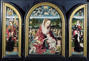 Vergine e Bambino con angeli musicanti e la famiglia Sampsons-Coolen, Trittico, 1500-1525