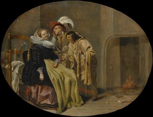 Una coppia in un interno con una zingara indovina, ca. 1632-33 da Jacob Duck