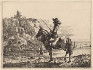 Paesaggio fluviale con cavaliere