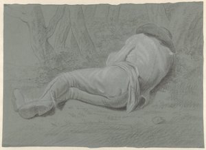 Uomo sdraiato sotto gli alberi