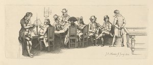 Uomini in una caffetteria con una sala da biliardo, 1814 da Jacob Ernst Marcus