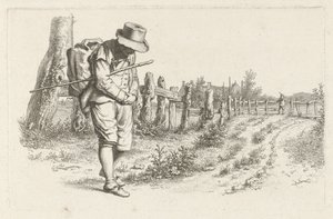 Viaggiatore su una strada di campagna