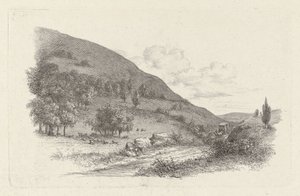 Carrozza in un paesaggio (serie di stampe di studio)