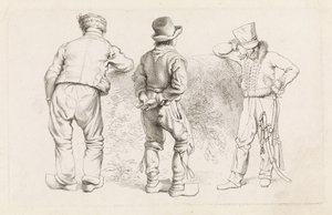 Foglio di studio con tre figure in piedi da Jacob Ernst Marcus