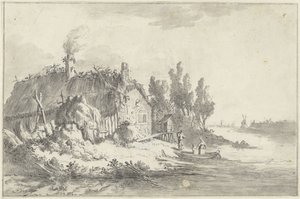 Casa colonica in rovina vicino a un fiume da Jacob Ernst Marcus