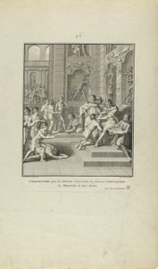Cerimonie osservate dagli Inca per creare cavalieri/principi del loro sangue (dal libro Histoire des Yncas...etc.) da Jacob Folkema
