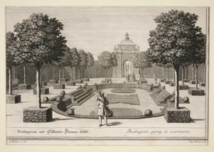 Scena del giardino: Boulingraine con alberi italiani