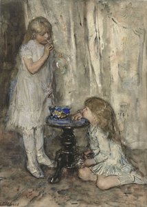 Due ragazze che soffiano bolle, c.1880