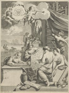 Commercio della seta e figure allegoriche