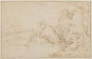 Paesaggio con due contadini e un cane, c.1525-69 da Jacob I Savery