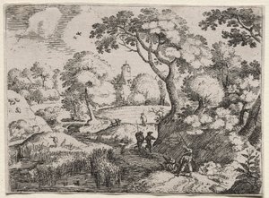 Sei paesaggi: Sentiero tra palude e banca boscosa, c. 1595 da Jacob I Savery
