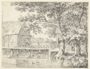 Veduta di due mulini ad acqua che fiancheggiano una chiusa da Jacob van Ruisdael