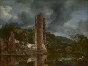 Paesaggio con le rovine del castello di Egmond, 1650-55 da Jacob van Ruisdael