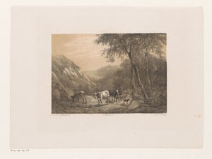 Pastore con gregge in montagna da Jacob Jan van der Maaten