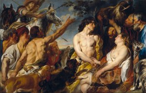 Plexippus e Toxeus rubano ad Atalanta la testa del cinghiale caledonio, donatale da Meleagro (Ovidius, Met. VIII, 260-444) da Jacob Jordaens