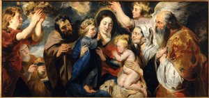 La Sacra Famiglia con il giovane Giovanni Battista e angeli, c. 1616-1617 da Jacob Jordaens