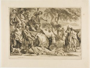 Il maestro tira la mucca fuori dal fosso per la coda da Jacob Jordaens