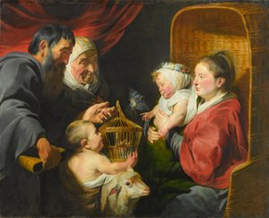 La Vergine e il Bambino con San Giovanni e i suoi genitori da Jacob Jordaens
