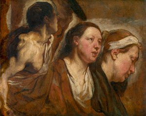 Due Teste Femminili e Torso di un Guerriero da Jacob Jordaens