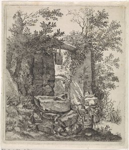 Porta di pietra in rovina in un paesaggio da Jacob Lutma