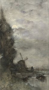 Paesaggio con mulino al chiaro di luna da Jacob Maris