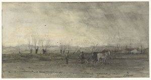 Paesaggio con contadino che ara da Jacob Maris