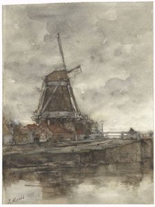 Mulino e il ponte presso la Noord-West-Buitensingel a L